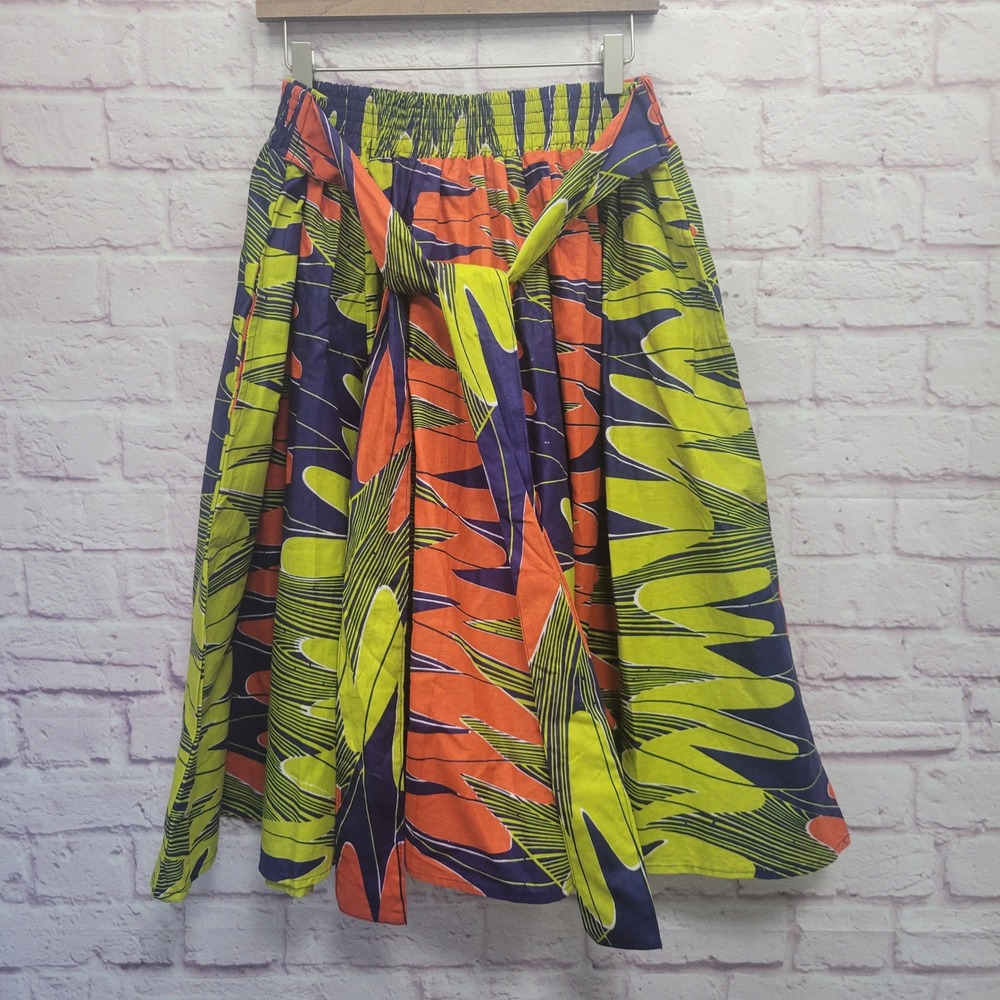 KaraChic by Nf African Print Circle Midi Skirt Plus Sz Belted Boho Artsy Tribal